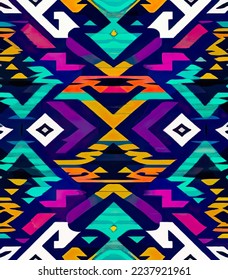 Patrón ininterrumpido del vector Navajo tribal colorido. estampado de arte geométrico abstracto con fantasía azteca. fondo de hipster étnico. Papel de escritorio, diseño de tela, tela, papel, cubierta, plantilla de diseño textil.