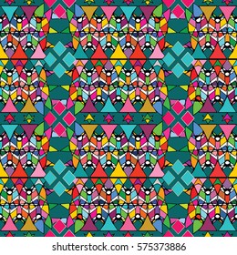 Colorful tribal Navajo vector seamless pattern. Aztec abstract geometric ornate background. Geometrical ornament. Ethnic hipster backdrop.  Perfect for wallpapers, fabric,textile,cloth,print,  