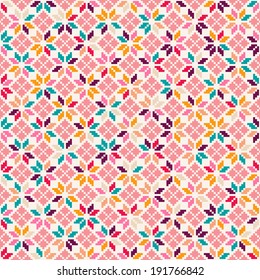 Colorful tribal seamless pattern pixelated. 