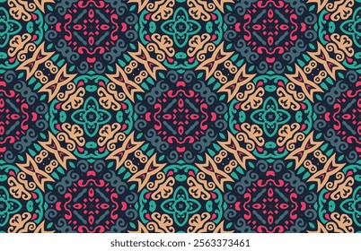 Colorful tribal textile pattern design
