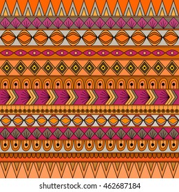 Colorful tribal vintage ethnic seamless pattern, geometric print, fabric, cloth design, wallpaper, wrapping.