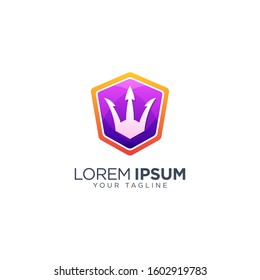Colorful trident logo design template vector
