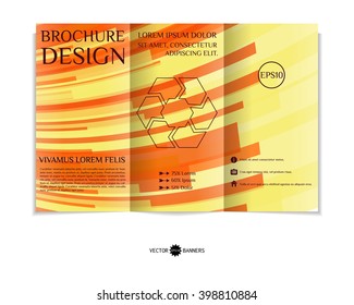 Colorful tri-fold brochure design template with modern geometric background. Three-fold leaflet with random lines background. Creative abstract EPS10 vector cover concept. 