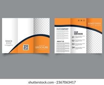 Colorful trifold brochure template, three fold cover page