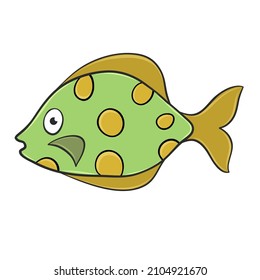 Colorful tropic fish cartoon style hand drawn for design