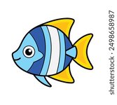 Colorful tropical angelfish vector illustration, perfect for cartoons, clipart, and line art design.