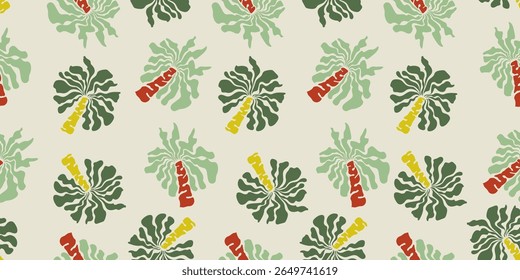 Colorful tropical background vector illustration, exotic summer palm trees. Hawaii summer background. Coconut tree palm, poster, banner, wallpaper, textiles, packaging, cover.
