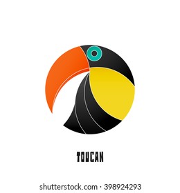 colorful, tropical bird icon isolated on white background. vector toucan logo design. wild, cute bird character. popular, stylized South America travel mascot. funny, exotic birds symbol