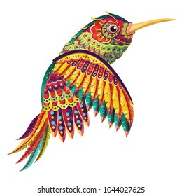 Un pájaro tropical colorido. Ilustración del vector