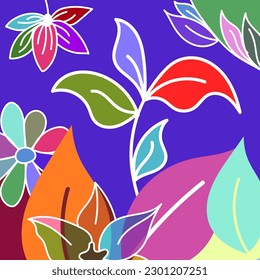 colorful tropical contemporary floral background pattern. flower and summer theme