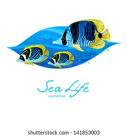 Colorful tropical fish. It can be used for decorating of invitations, cards, decoration for bags and clothes.