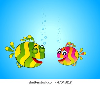 colorful tropical fish in love for the day of Valentine