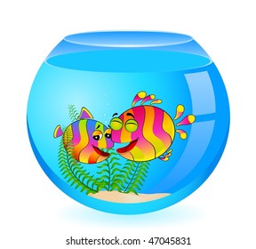 colorful tropical fish in love for the day of Valentine