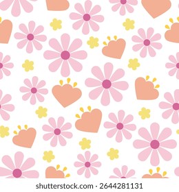 Colorful tropical flower seamless pattern.Abstract background surface texture background.Nature botanical Nordic folk illustration.Vintage design for fabric,summer, spring,celebration,fabric,decorate 