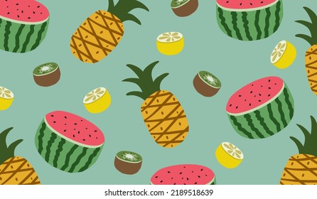Colorful tropical fruit pattern background vector design