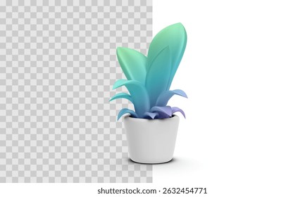 Colorful Tropical Houseplant with Lush Gradient Leaves in White Pot. Modern Indoor Decorative Plant for Home or Office. Vector Illustration.