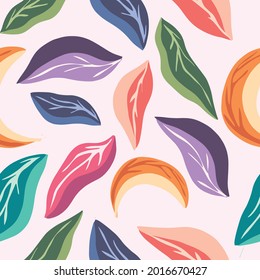 Colorful tropical leaf vector seamless pattern