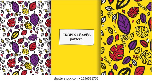 Colorful tropical leaves  seamless pattern 