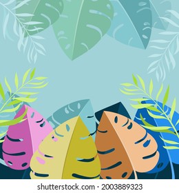 coloridas hojas tropicales vectoriales para fondo