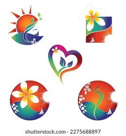 colorful tropical logo set vector