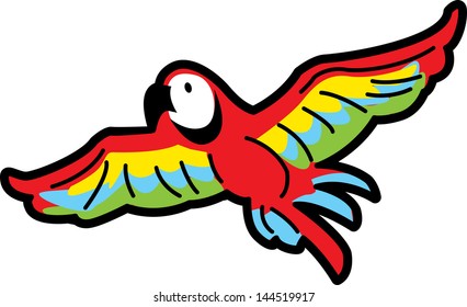 Colorful Tropical Macaw Parrot Flying