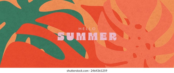 Colorful tropical palm leaves. Background, poster, banner. Summertime concept background, banner, cover, promotion concept design. 