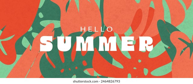 Colorful tropical palm leaves. Background, poster, banner. Summertime concept background, banner, cover, promotion concept design. 