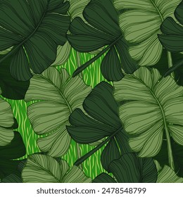 Colorful tropical pattern. Cute botanical abstract contemporary seamless pattern. Hand drawn unique print. Print for luxury fashion fabric, clothes, wallpaper.