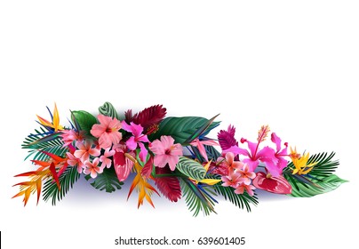 Colorful tropical quote in square frame. Summer time. Greeting card, romantic poster, banner, cover. Tropical print slogan. For t-shirt or other uses