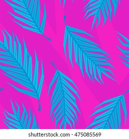 Colorful Tropical Seamless Pattern Vector.Palm Leaves Cartoon Style Vector illustration.