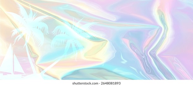 Colorful Tropical Summer Gradient with Palm Leaf Shadow for Posters and Banners