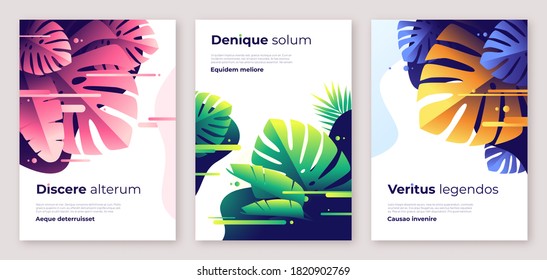 Colorful tropical vector backgrounds, brochure templates, cover designs, colorful posters.