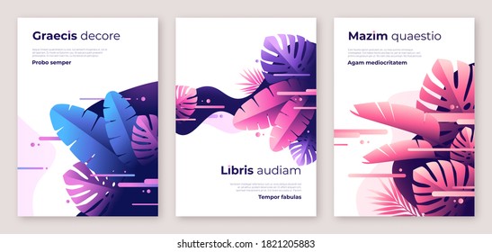 Colorful tropical vector backgrounds, brochure templates, cover designs, colorful posters.