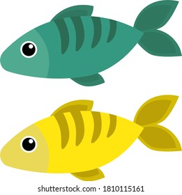 Colorido pez vector tropical en el conjunto. Ilustración sobre el tema de la vida marina.