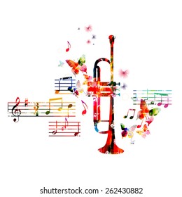 Colorful trumpet design with butterflies 