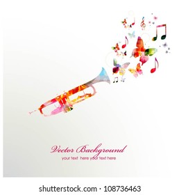 Colorful trumpet design. Music background. Vector illustration