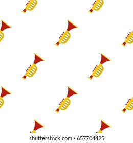 Colorful trumpet toy pattern seamless background in flat style repeat vector illustration