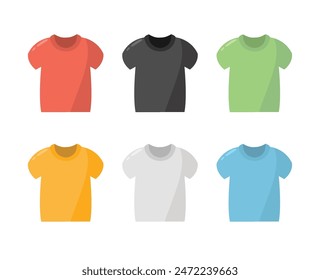 Colorful tshirt vector set, collection of blank t-shirt illustration, tshirt icon design, t-shirts vector image