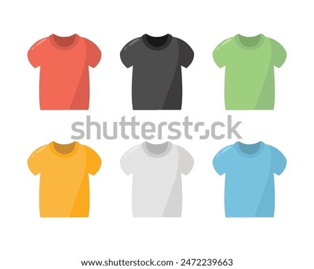 Colorful tshirt vector set, collection of blank t-shirt illustration, tshirt icon design, t-shirts vector image