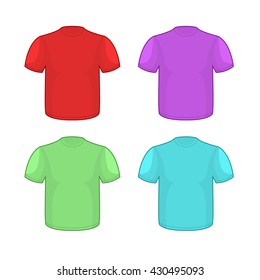 Colorful t-shirts set on white background. Clothing pattern for your design. Illustrations clean shirts
