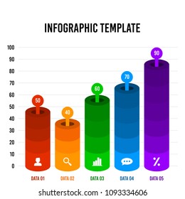 Colorful tube chart bar infographic design template.