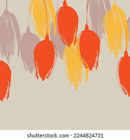 Colorful tulip flowers border decoration, greeting card floral design