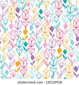 Colorful tulip flowers seamless pattern background