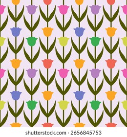 Patrón de tulipán colorido sobre fondo claro