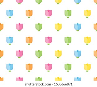 Colorful tulip seamless pattern for background, fabric, wrapping paper. stock vector template design. nature flat spring flower motif.