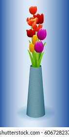 colorful tulip in vase graphic vector