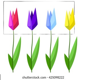 Colorful tulips with border