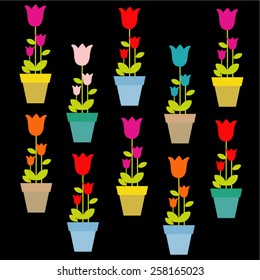Colorful Tulips , Vector Illustration