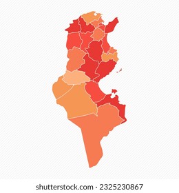 Colorful Tunisia Divided Map Illustration, can be used for business designs, presentation designs or any suitable designs.