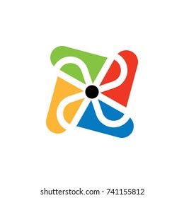 Colorful Turbine Shape Symbol Logo Vector